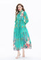 Collar Down Long Sleeves Maxi Dress